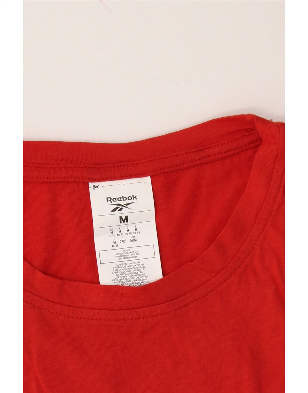 REEBOK Womens Graphic T-Shirt Top UK 12/14 Medium Red Cotton Vintage Reebok and Second-Hand Reebok from Messina Hembry 