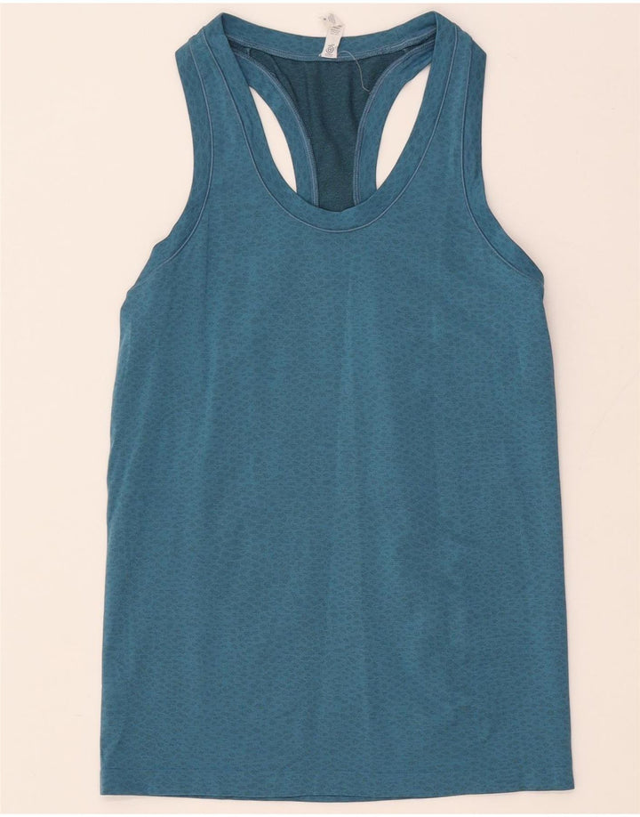 ATHLETA Damevest Top UK 8 Lille blå plettet nylon