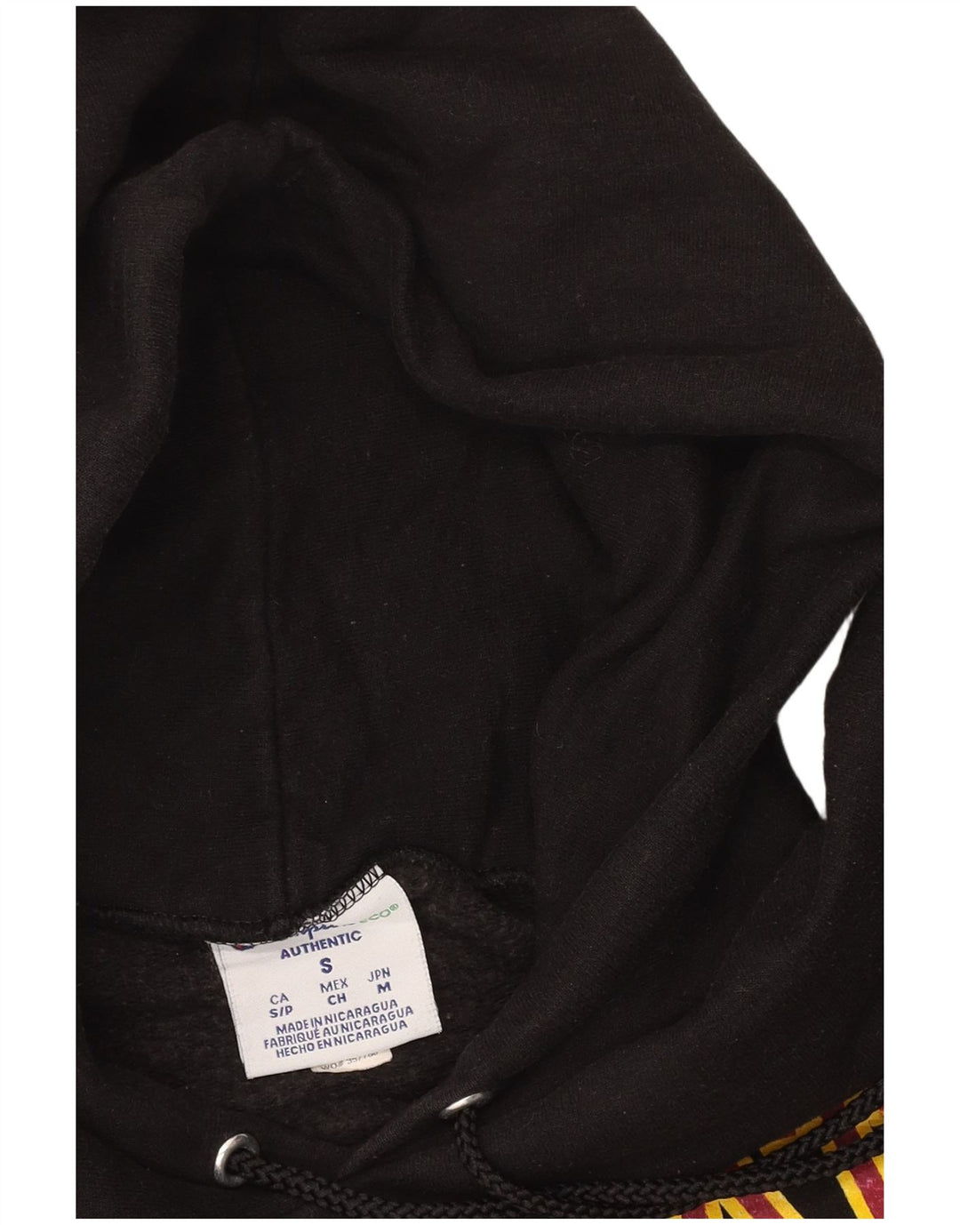 CHAMPION Mens Graphic Hoodie Jumper Small Black Cotton