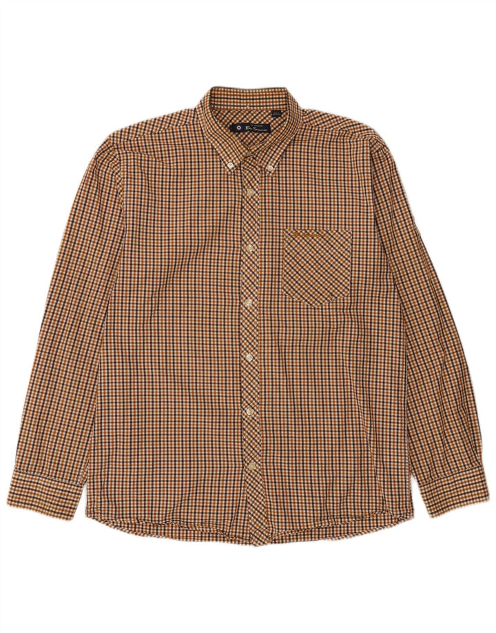 Ben Sherman Herreskjorte Stor brun Gingham Bomuld