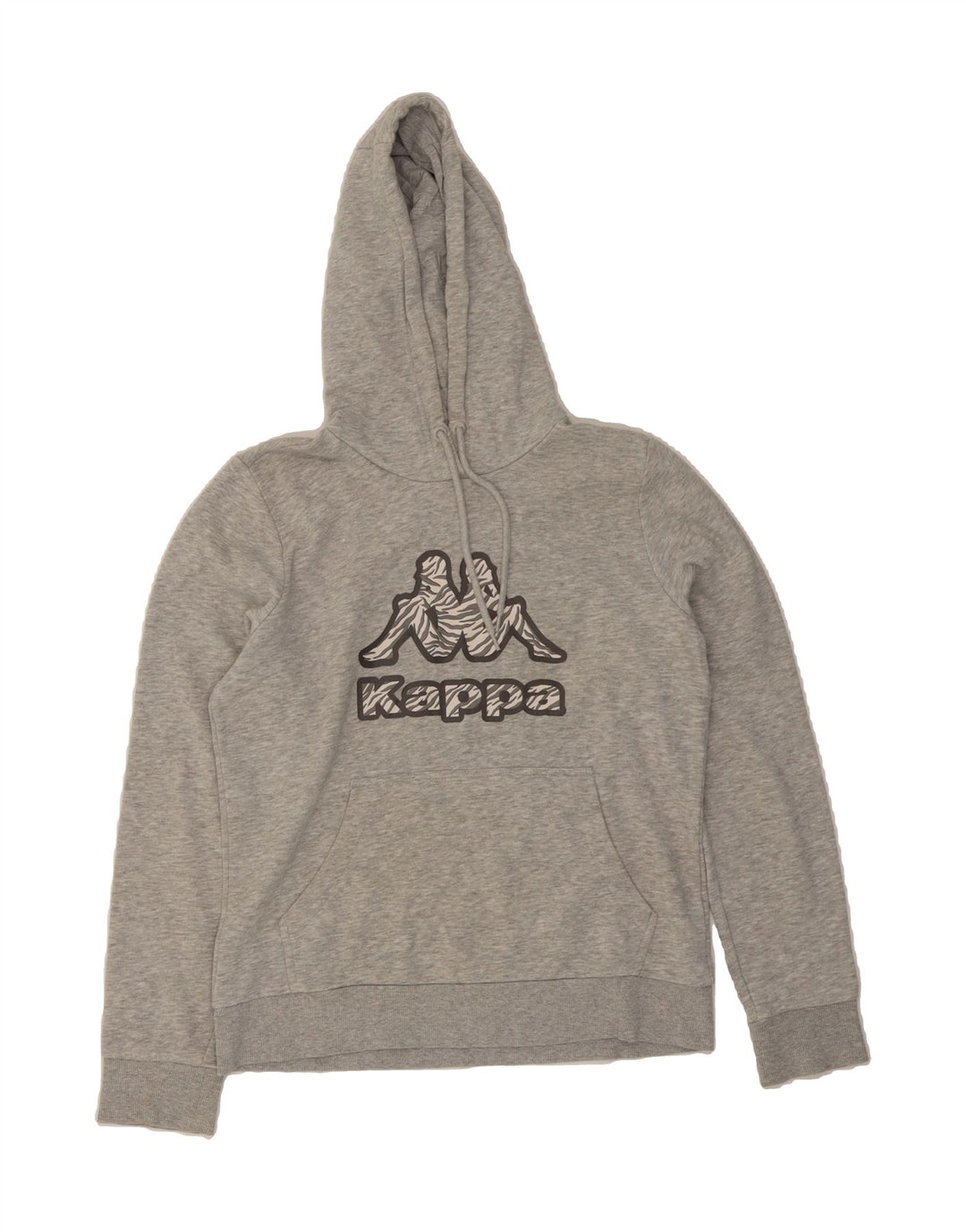KAPPA Womens Graphic Hoodie Jumper UK 14 Medium Grey Cotton Vintage Kappa and Second-Hand Kappa from Messina Hembry 