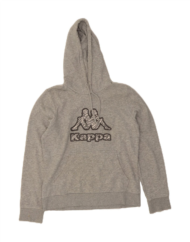 KAPPA Womens Graphic Hoodie Jumper UK 14 Medium Grey Cotton Vintage Kappa and Second-Hand Kappa from Messina Hembry 