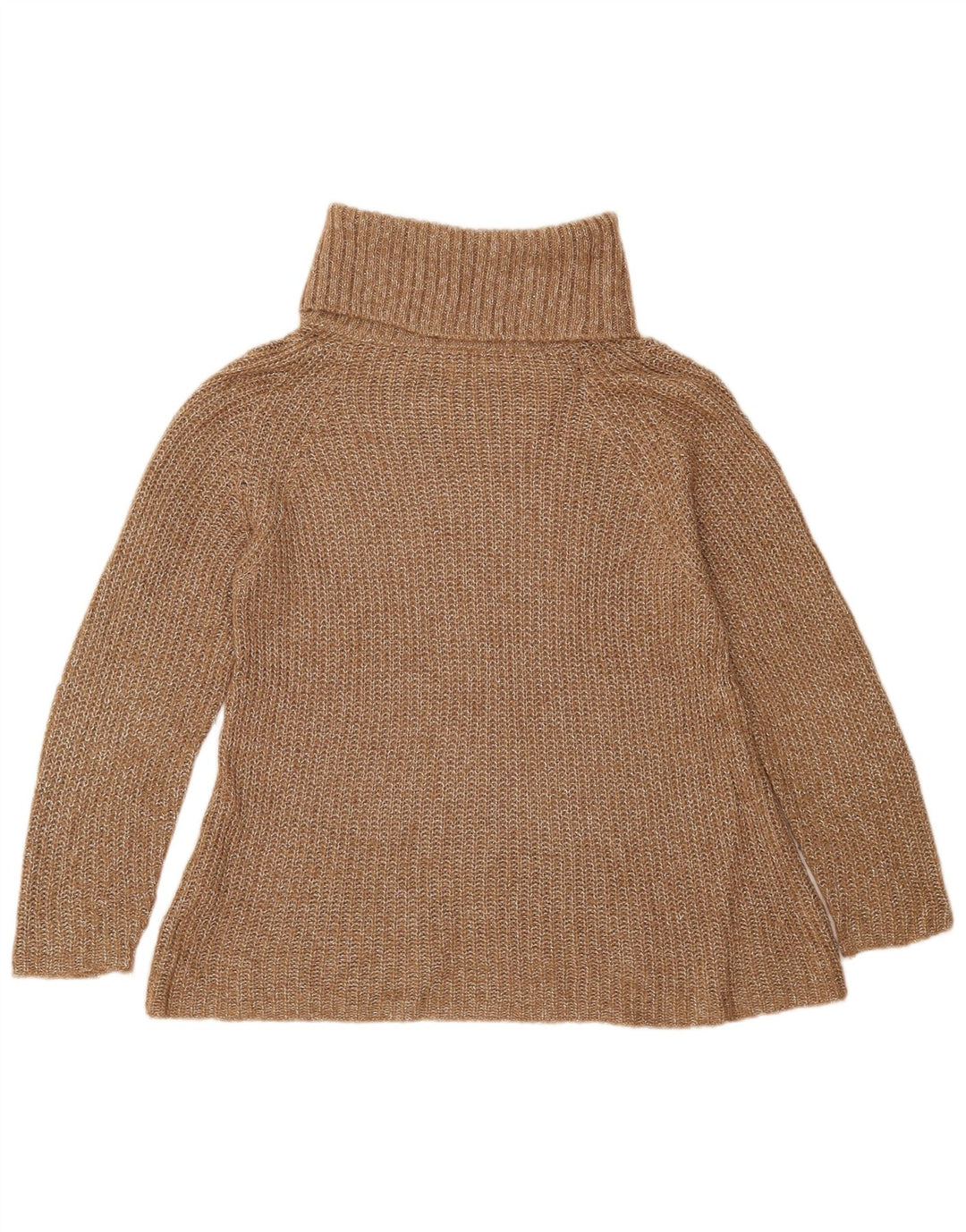 Massimo Dutti Dame Roll Neck Jumper Sweater UK 10 Small Beige Flecked