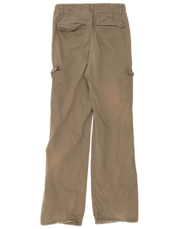 Zara Dame Loose Fit Cargo Bukser EU 36 XS W26 L31 Khaki Bomuld