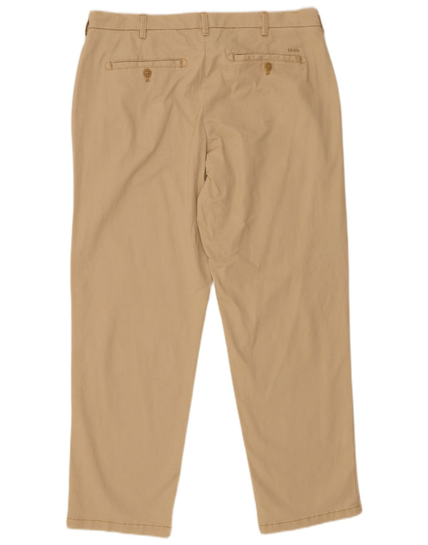 Izod Mens Salt Water Straight Chino Trousers W36 L30 Beige Cotton