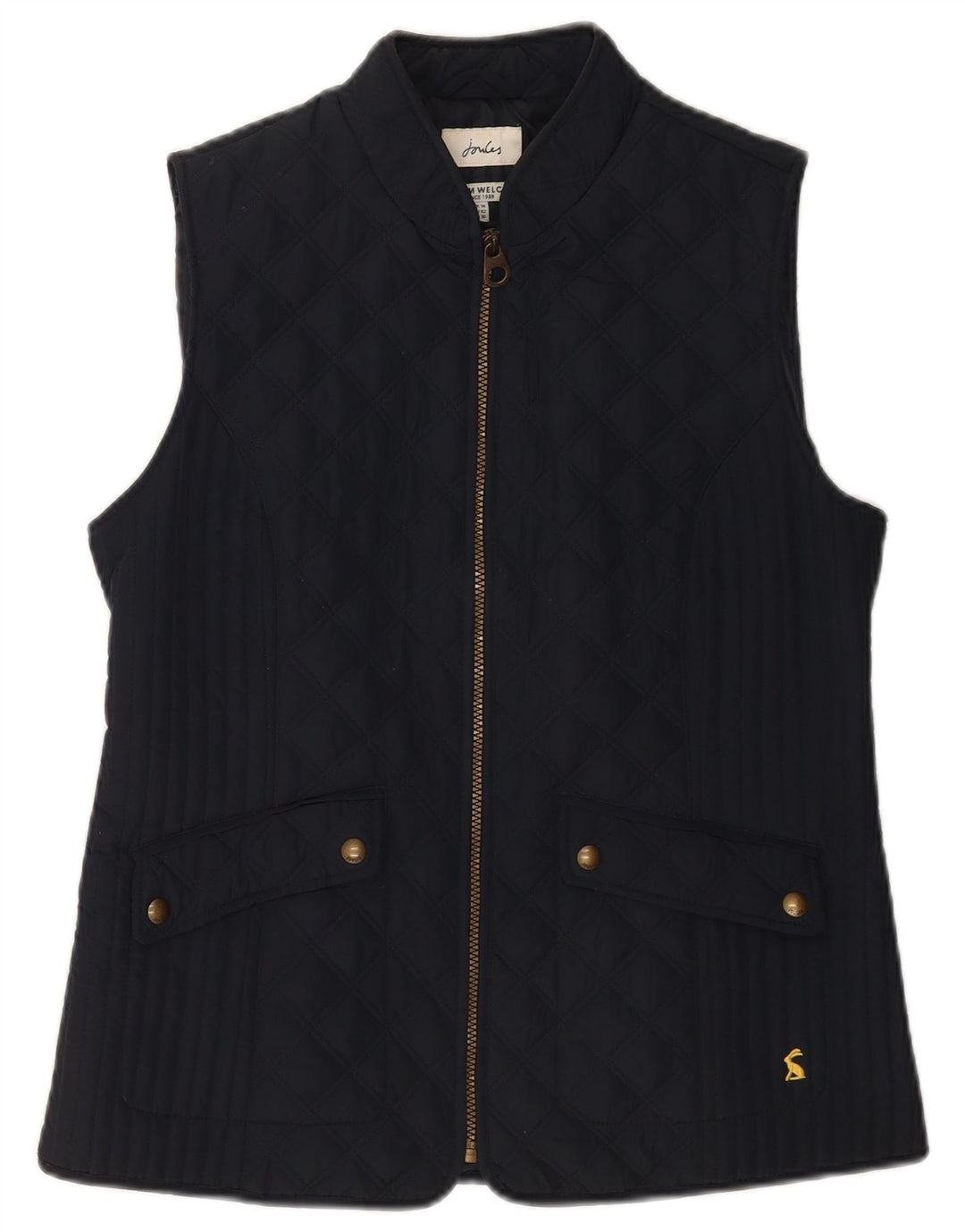 Joules Dame Quilted Gilet UK 14 Large Navy Blue Polyester