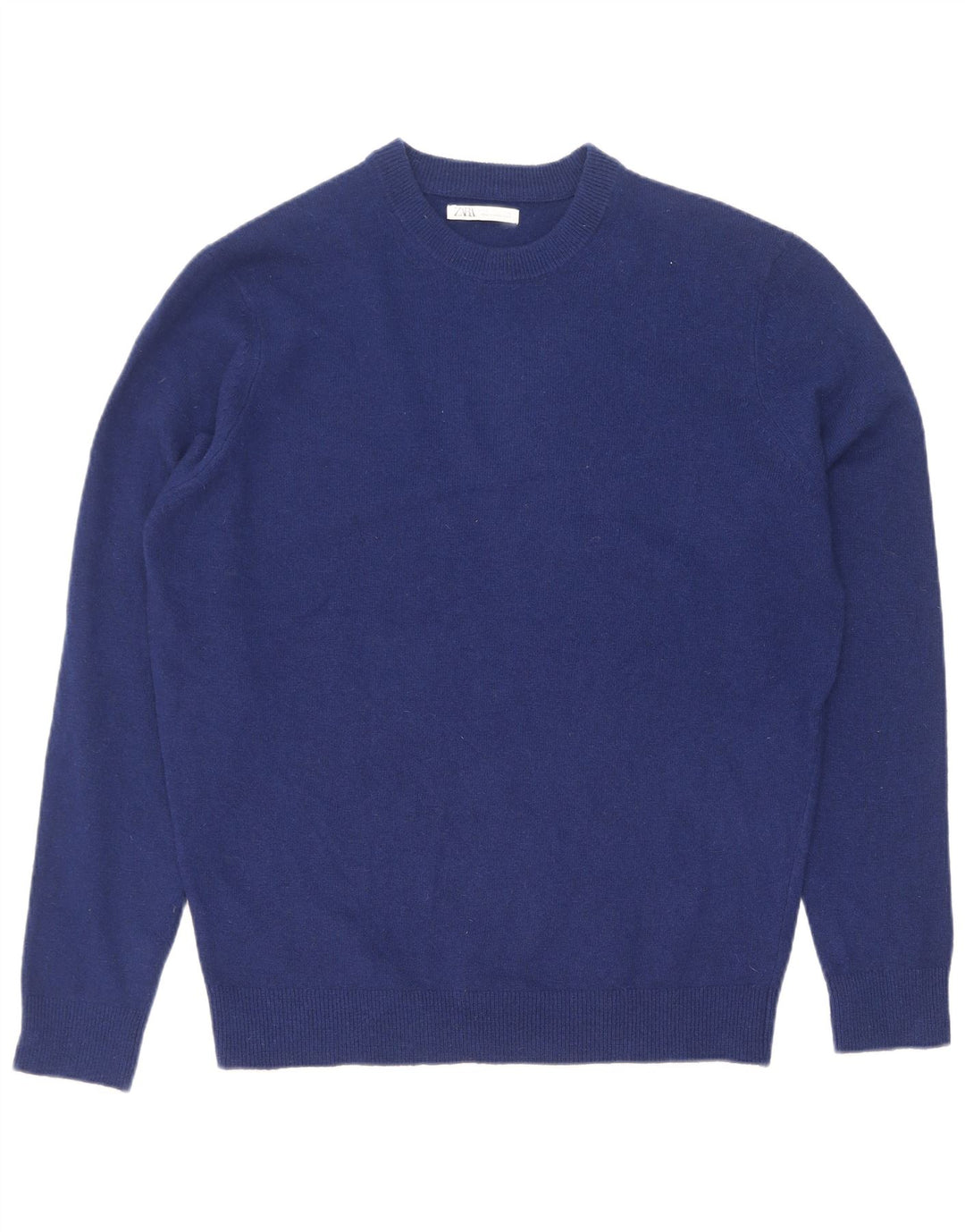 Zara Herre sweater med rund hals, mellemblå