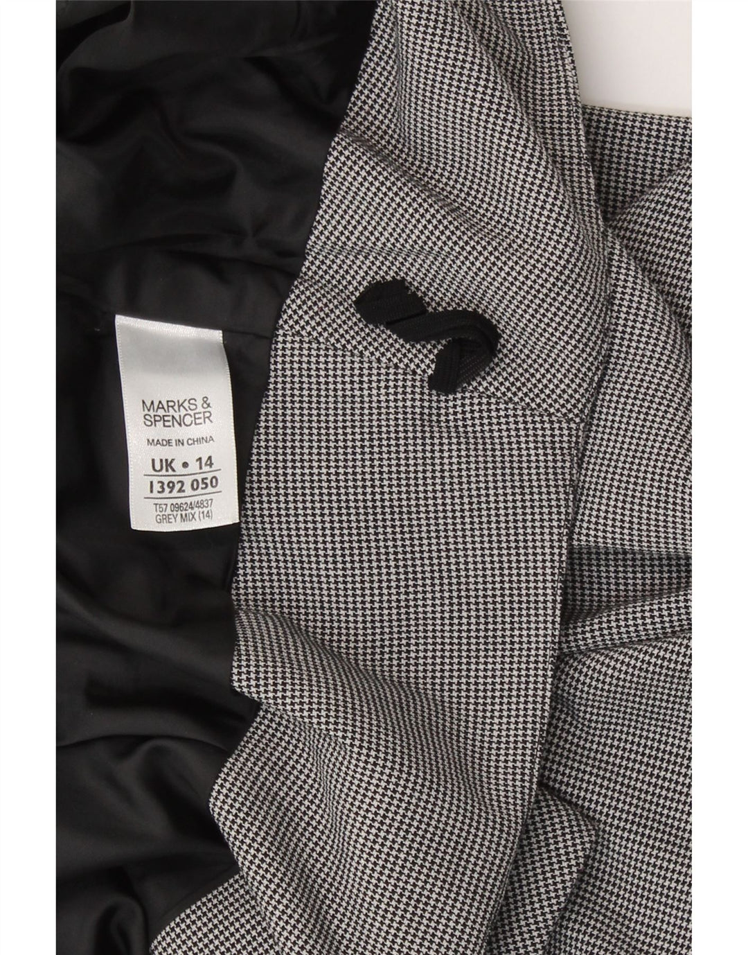 Marks & Spencer Pencil Nederdel til kvinder UK 14 Large W32 Grey Houndstooth