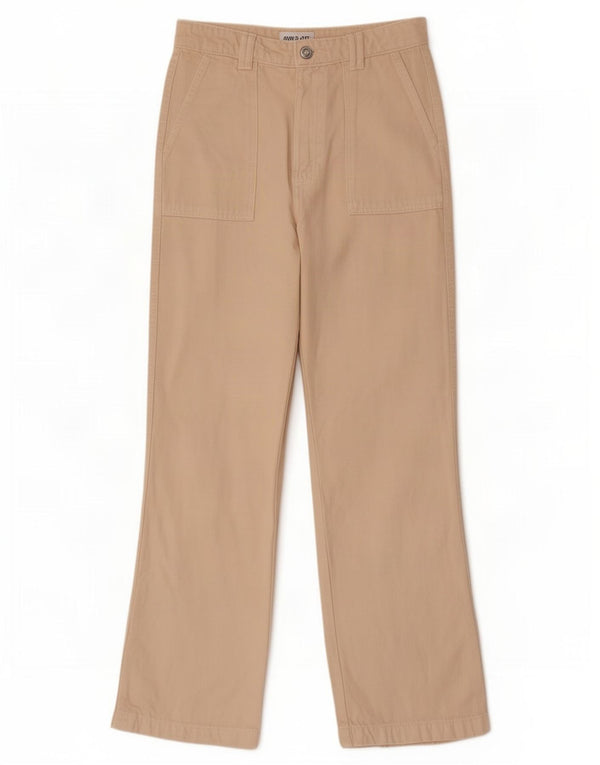 Zara Dame Højtaljede Loose Fit Bukser Small W26 L29 Beige
