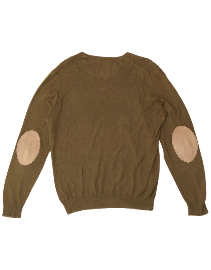Massimo Dutti Herre V-hals sweater Medium Khaki Bomuld