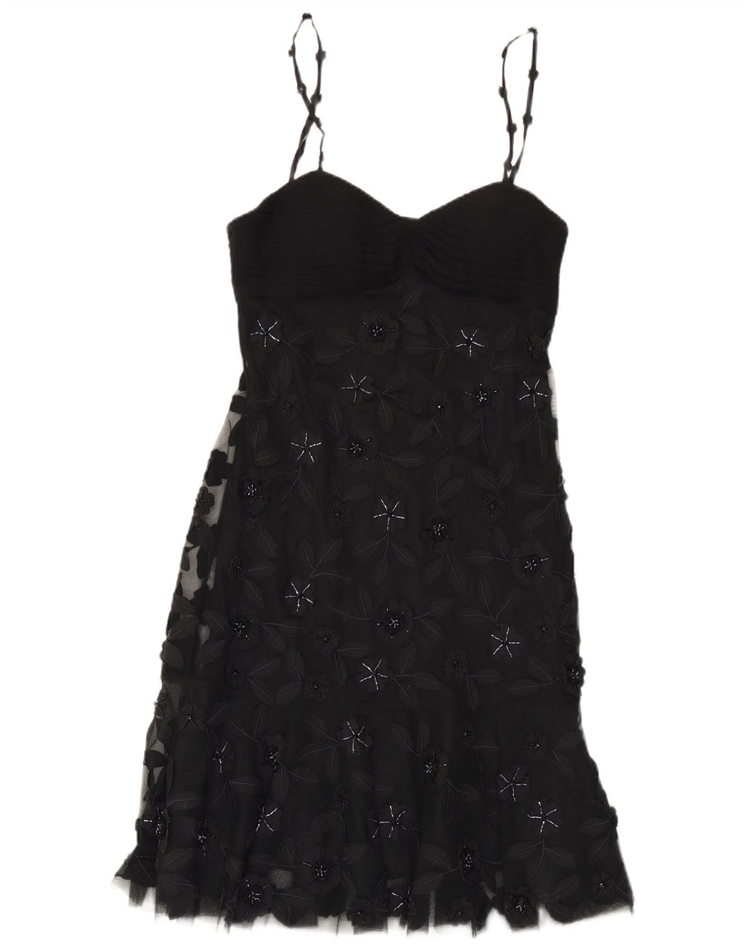 Vintage Dame Slip Dress EU 38 Medium Black Floral Polyester