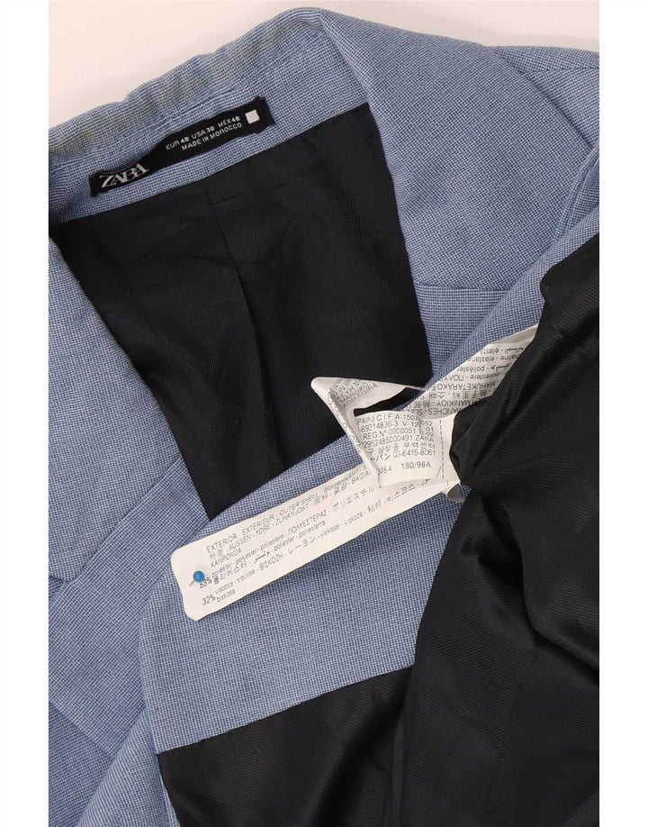 Zara Herre 2-knaps blazerjakke EU 48 Medium Blue Polyester