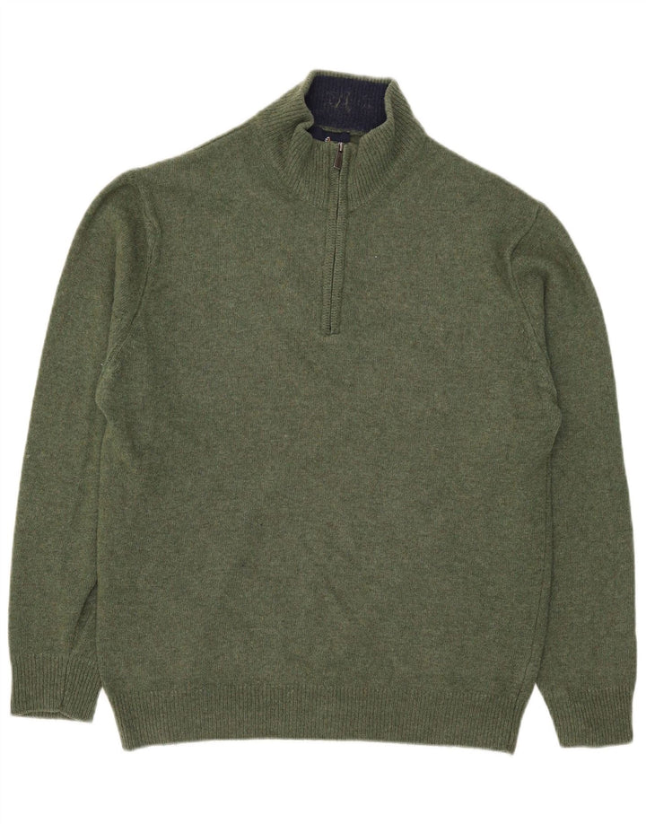 Vintage herre lynlås-hals sweater 2XL grøn uld