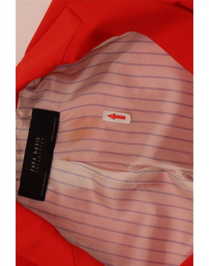 Zara Dame 1 Knap Blazer Jacket UK 12 Medium Red Acetate