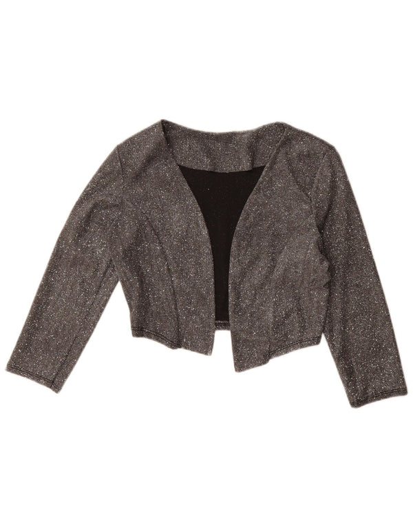 Vintage kvinders 3/4 ærmet Bolero Top UK 12 Medium Grey Flecked