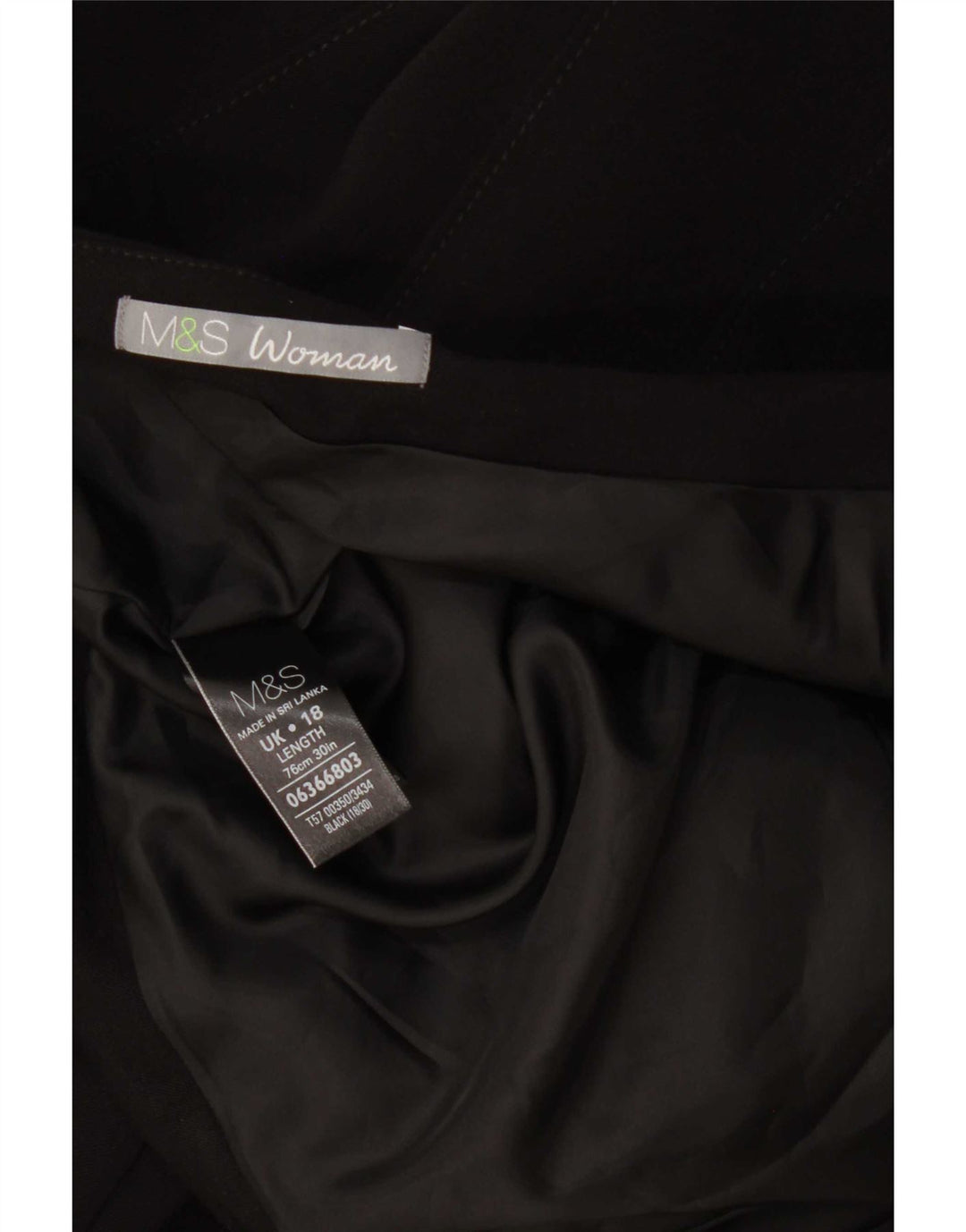 Marks & Spencer A-line nederdel til kvinder UK 18 XL W40 sort polyester