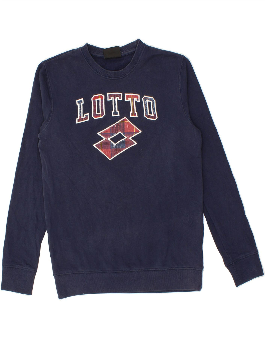 LOTTO Mens Graphic Sweatshirt Jumper Small Navy Blue Cotton Vintage Lotto and Second-Hand Lotto from Messina Hembry 