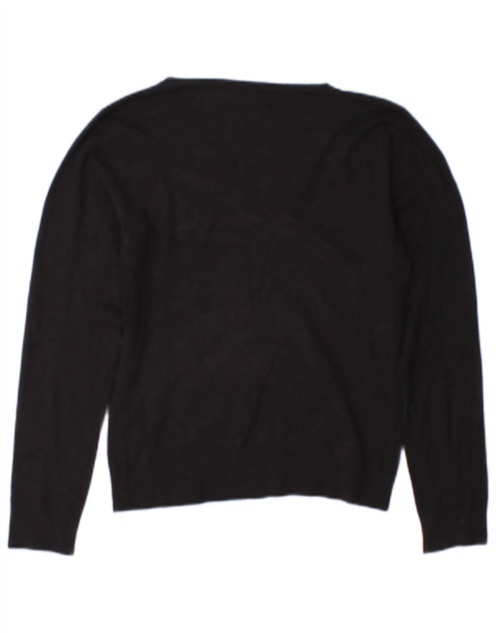 Zara Dame V-hals sweater UK 12 Medium Sort Rayon