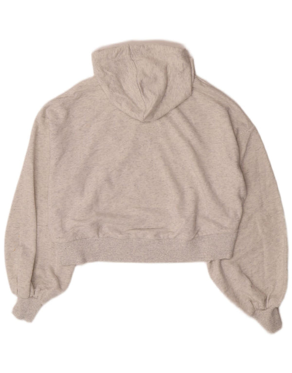 Puma Dame Oversized Grafisk Crop Hoodie Jumper UK 10 Small Grey Bomuld