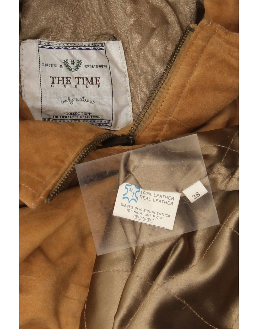 Vintage oversized ruskindsfrakke til kvinder EU 38 medium brunt læder