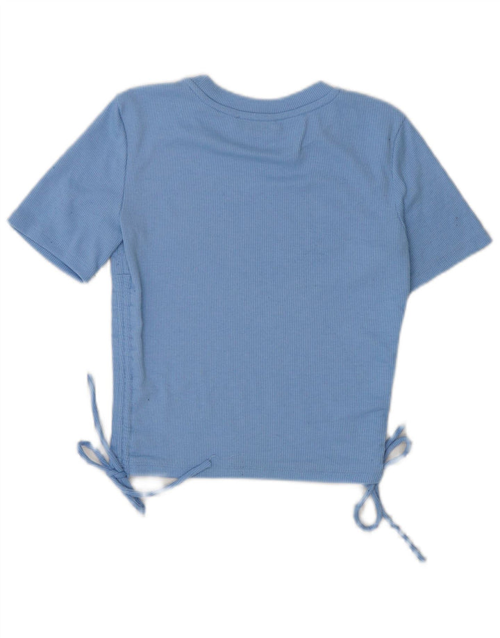 Zara Kvinders Cropped T-Shirt Top UK 10 Small Blå