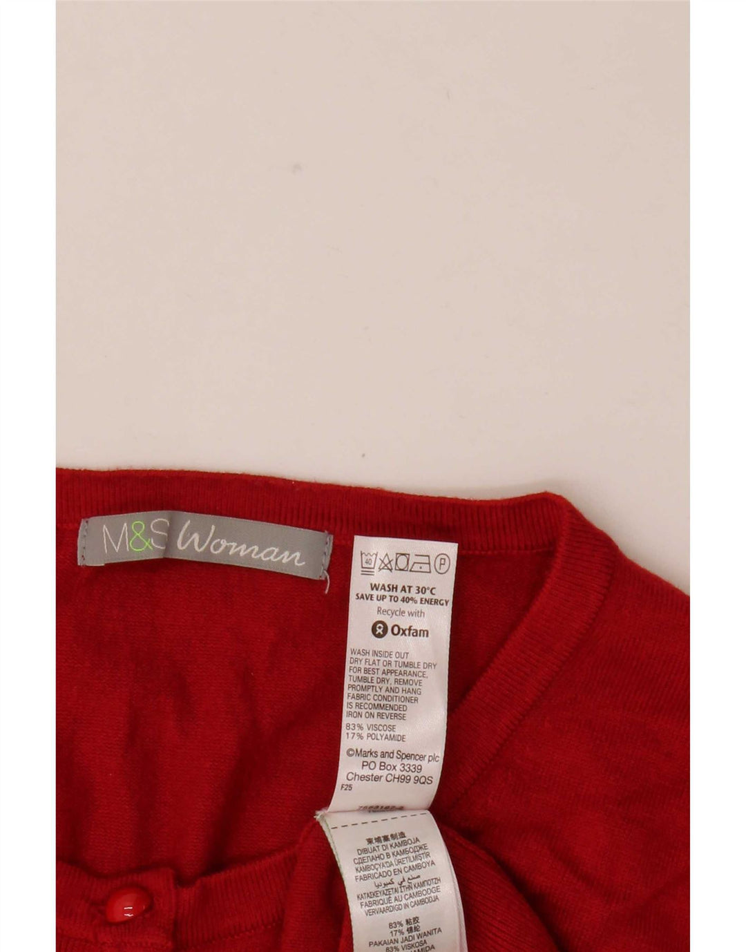 Marks & Spencer dame cardigan sweater UK 18 XL Rød viskose
