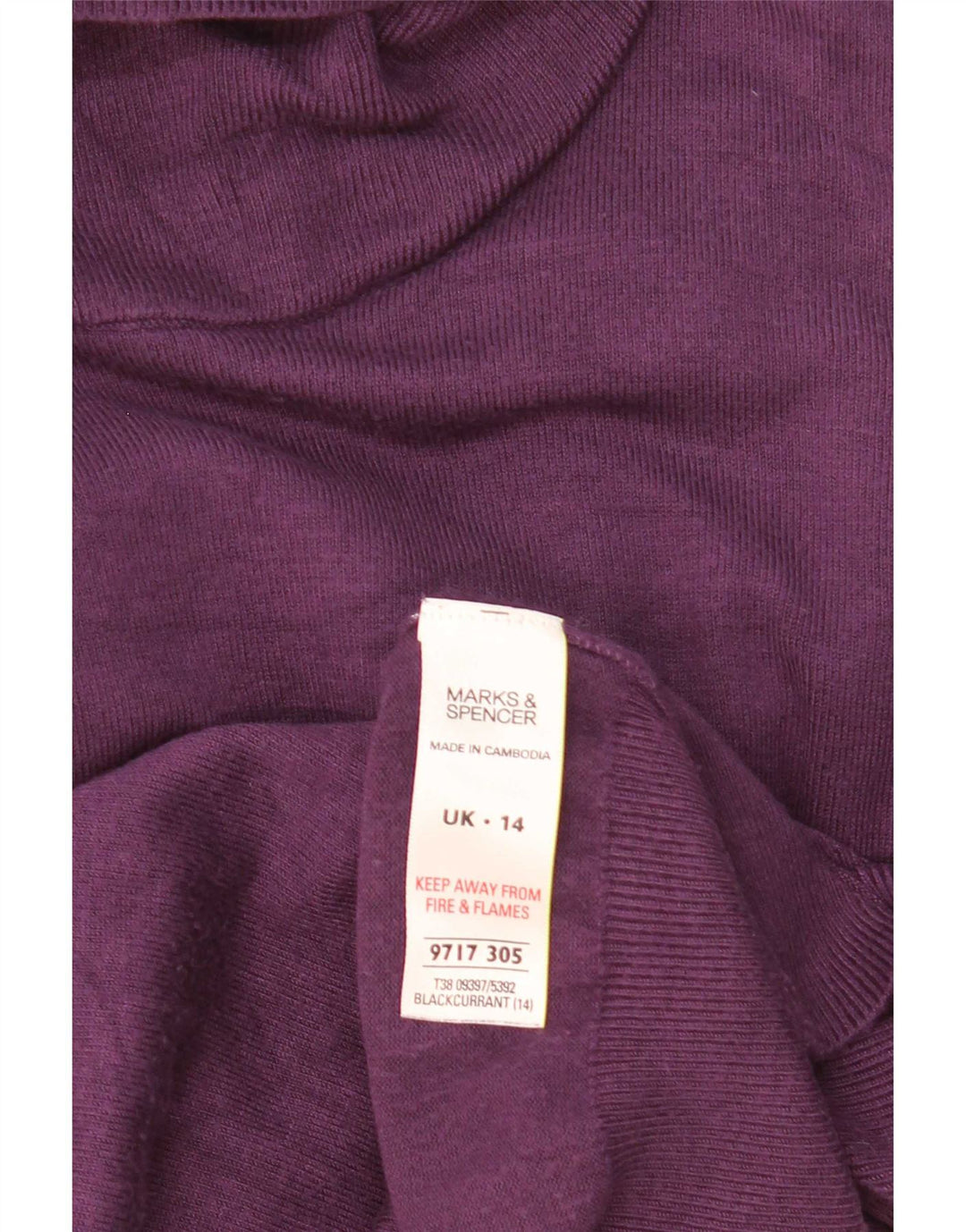 Marks & Spencer Dame Rullehals sweater UK 14 Medium Purple Viscose
