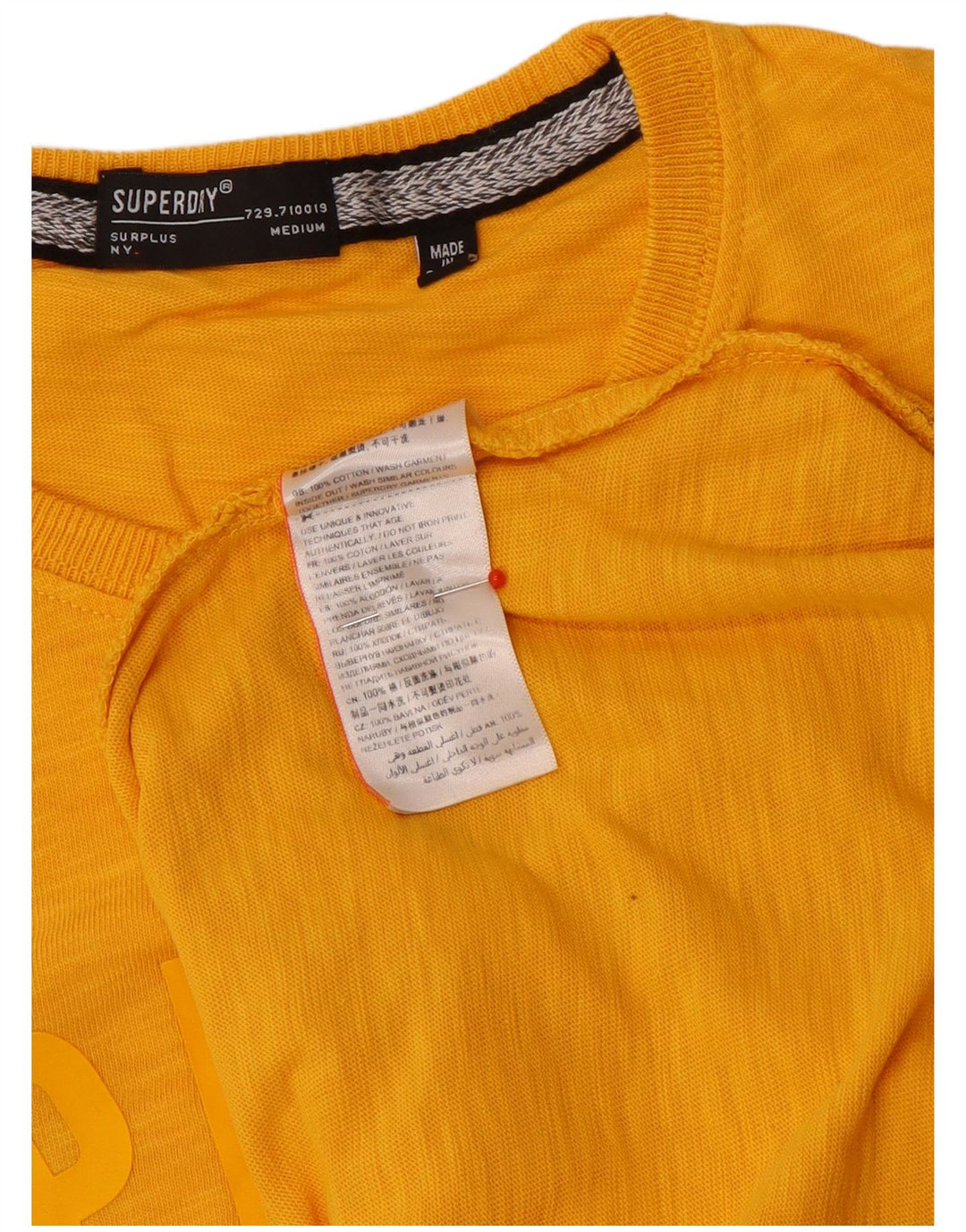 Superdry Grafisk T-shirt-top til mænd, medium gul flækket bomuld