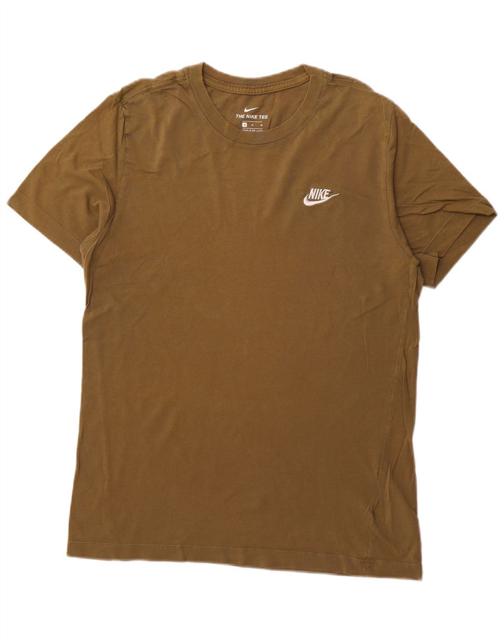 NIKE Mens T-Shirt Top Medium Khaki Cotton