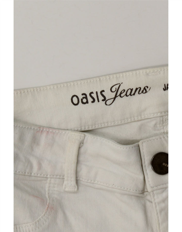 Oasis Dame denim Shorts UK 12 Medium W28 Hvid Bomuld