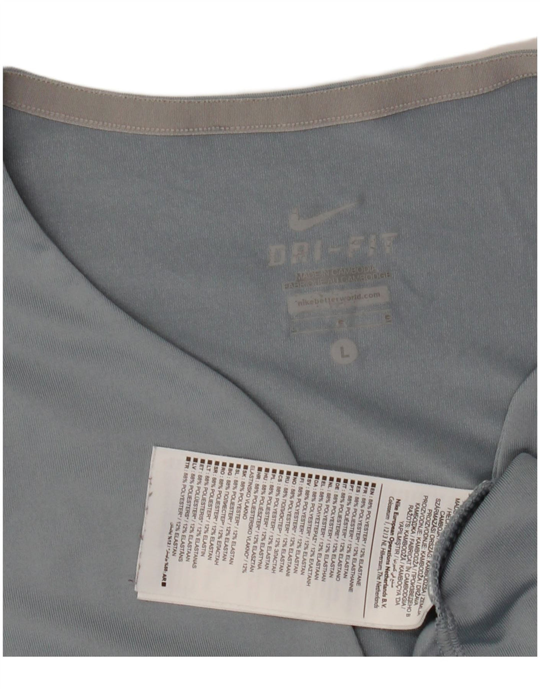 NIKE Dame Dri Fit T-Shirt Top UK 14 Stor Blå Polyester