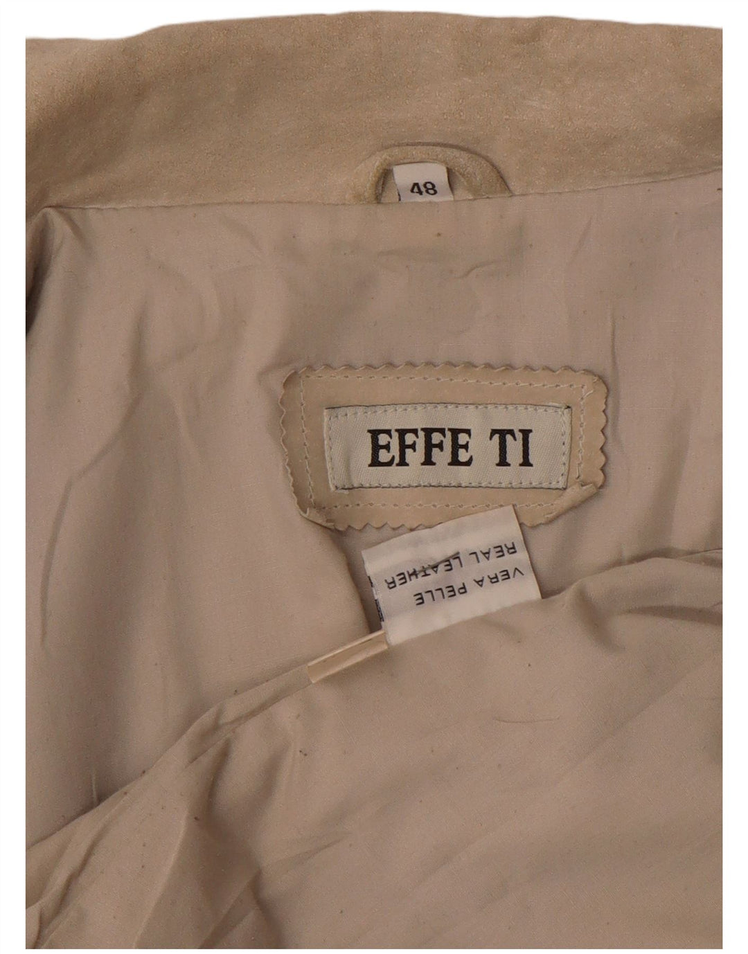 Vintage dame ruskindsjakke IT 48 XL beige læder