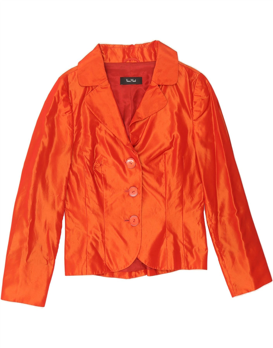 VERA MONT Womens Crop 3 Button Blazer Jacket UK 12 Medium  Orange Acetate Vintage Vera Mont and Second-Hand Vera Mont from Messina Hembry 