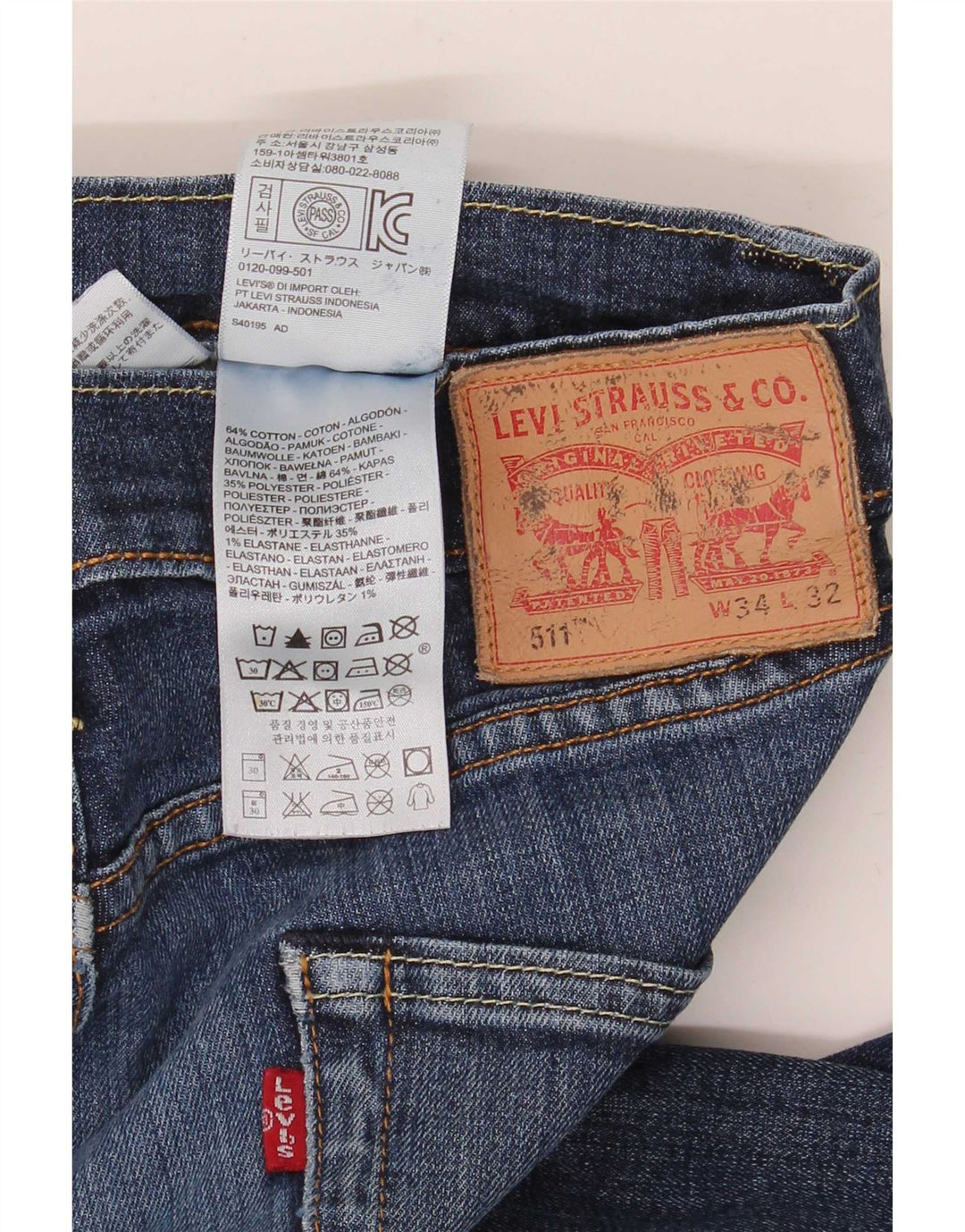 Levi's Herre 511 Slim Jeans W34 L32 Blå Bomuld