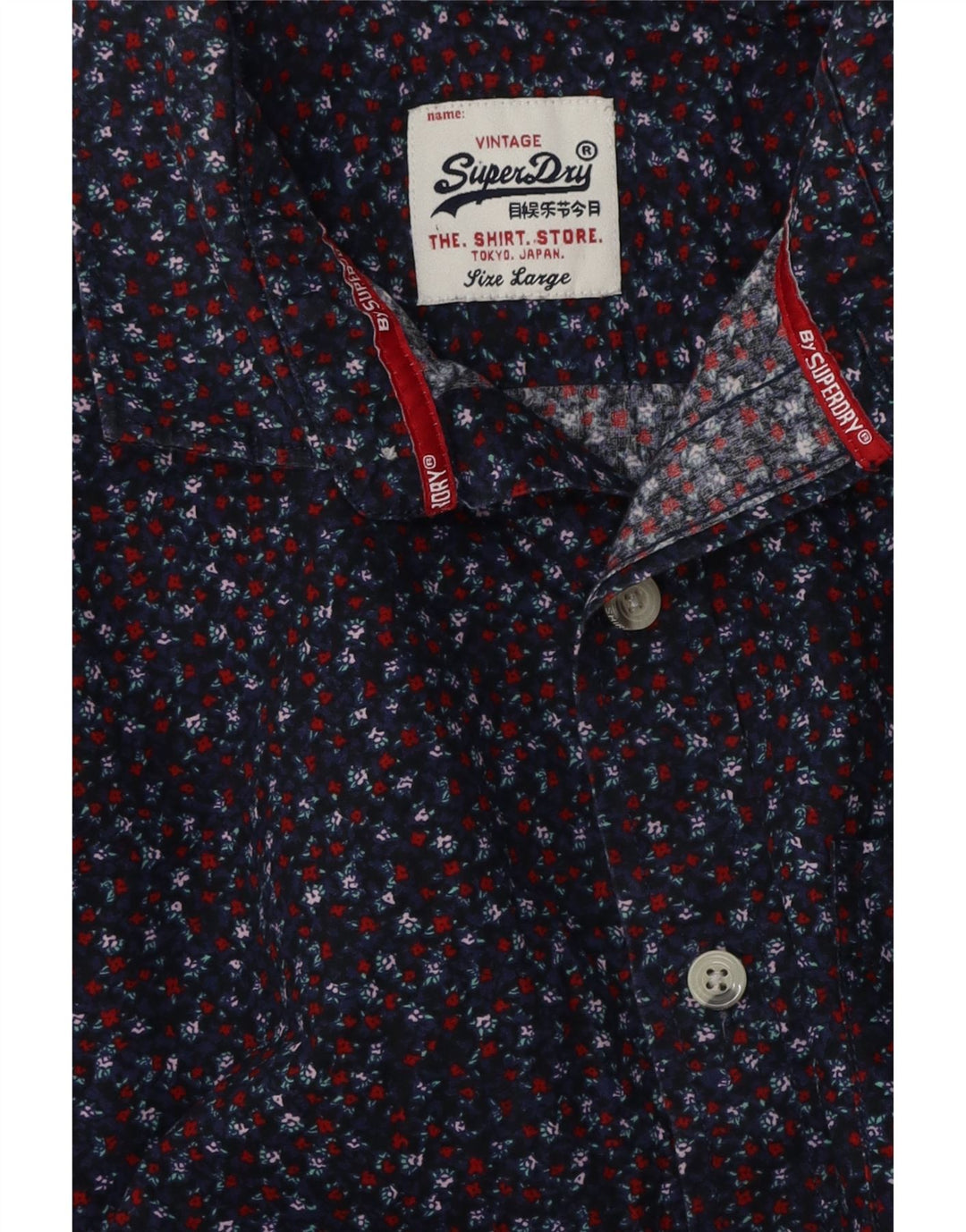 SUPERDRY Herreskjorte Large Navy Blue Floral