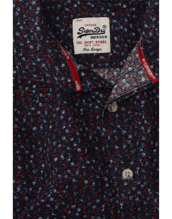 SUPERDRY Herreskjorte Large Navy Blue Floral