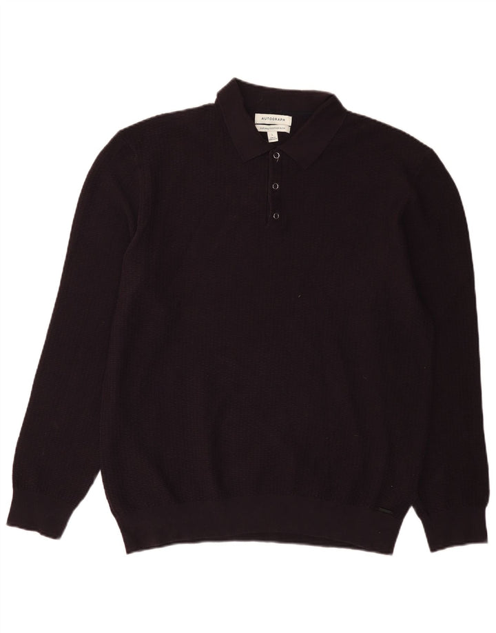 Autograf Herre Polo Neck Jumper Sweater Stor Lilla Bomuld