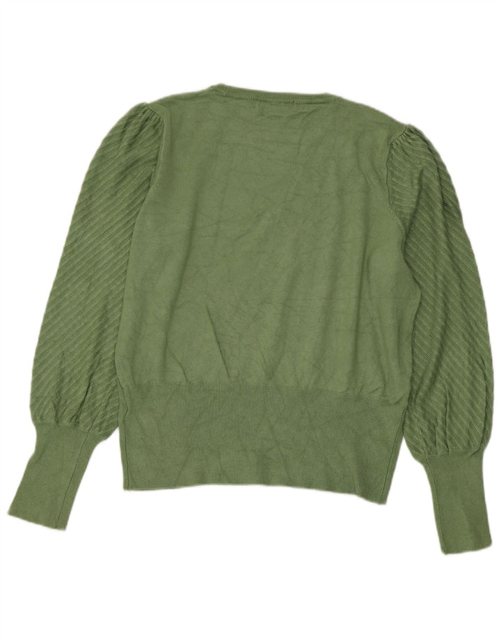 Marks & Spencer Dame Crop Boat Neck Jumper Sweater UK 14 Medium Green