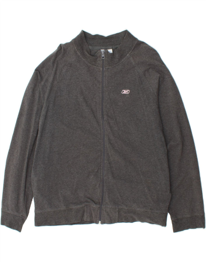 REEBOK Womens Oversized Tracksuit Top Jacket UK 18 XL Grey Cotton Vintage Reebok and Second-Hand Reebok from Messina Hembry 
