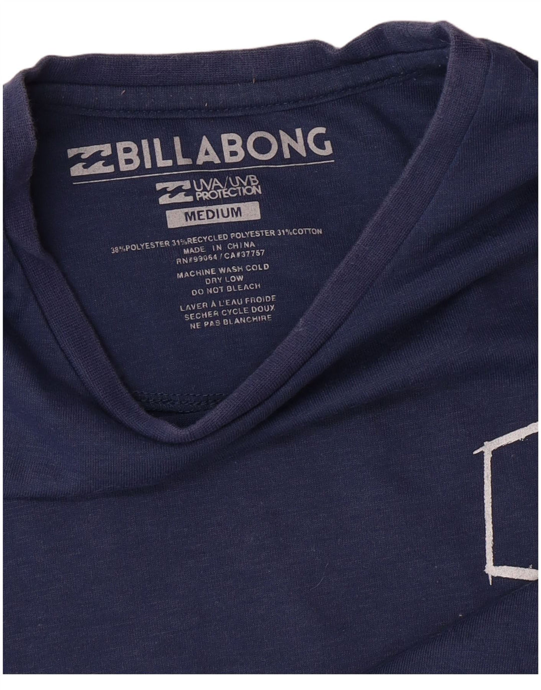 BILLABONG Grafisk T-shirt top til kvinder UK 14 Mellem marineblå polyester