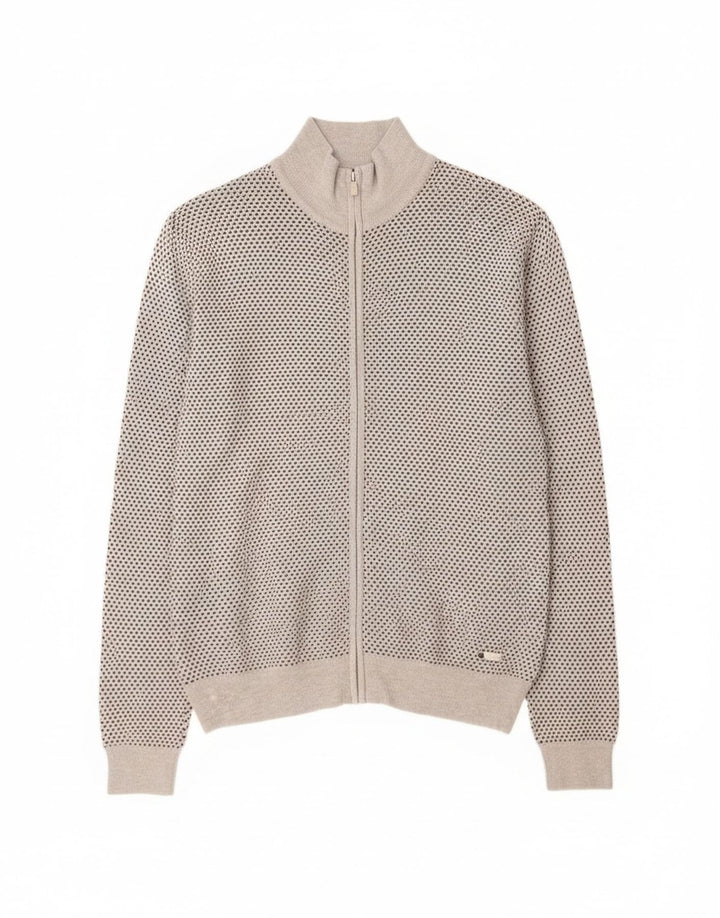 Trussardi Herre Cardigan Sweater Stor Grå Plettet Viscose