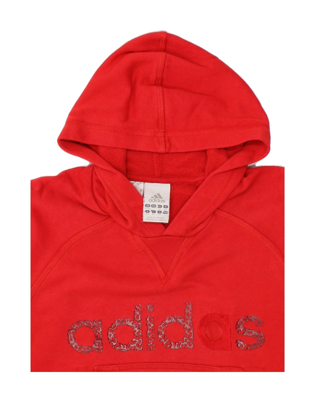 ADIDAS Boys Graphic Hoodie Jumper 7-8 Years Medium Red Cotton Vintage Adidas and Second-Hand Adidas from Messina Hembry 