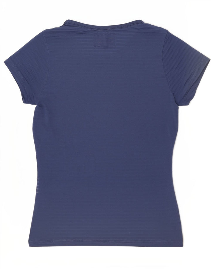 Superdry grafisk T-shirt top til kvinder UK 10 Lille blå polyester