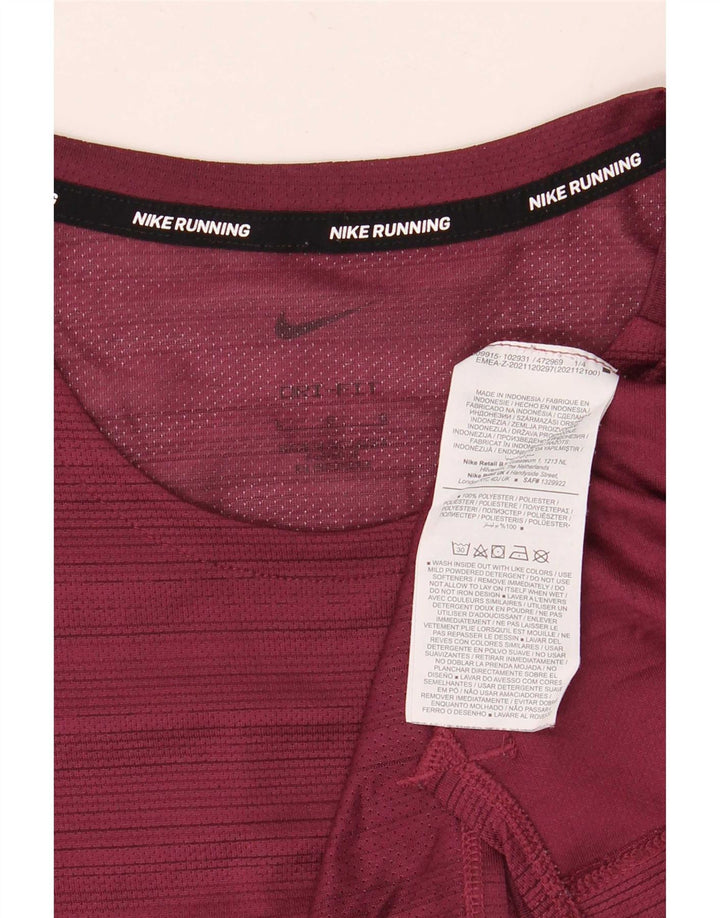 Nike Herre Dri Fit T-shirt Top Stor Bourgogne stribet polyester