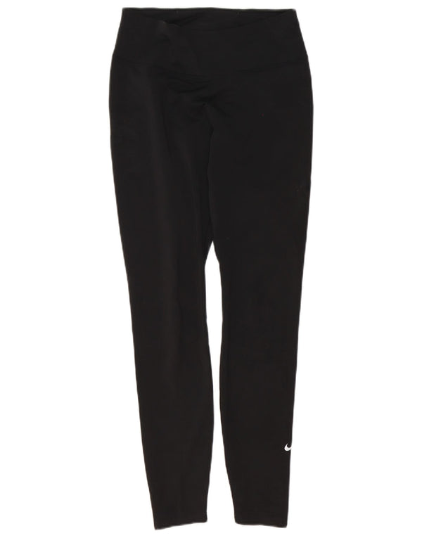 Nike Womens Leggings UK 12 Medium Black Polyester