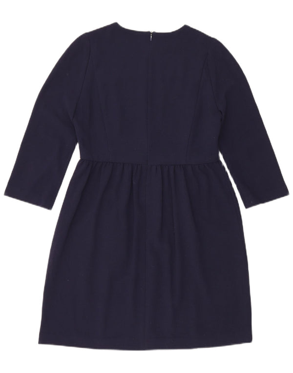 Zara Womens 3/4 Sleeve Basic Dress UK 12 Medium Navy Blue