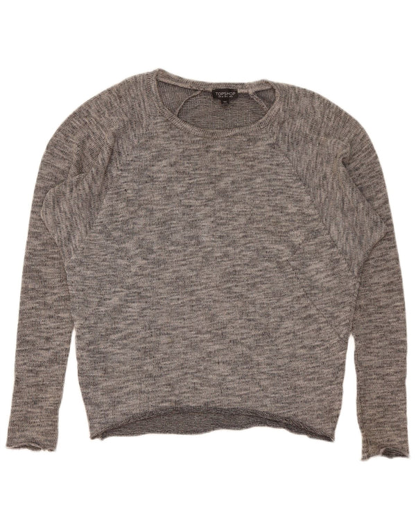 Topshop Dame Boat Neck Jumper Sweater UK 8 Small Grey Flecked Classic