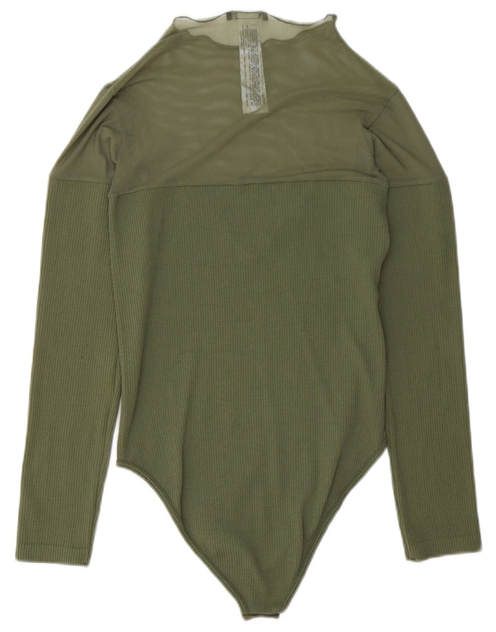 ZARA langærmet bodysuit til kvinder UK 14 Medium Green Polyester