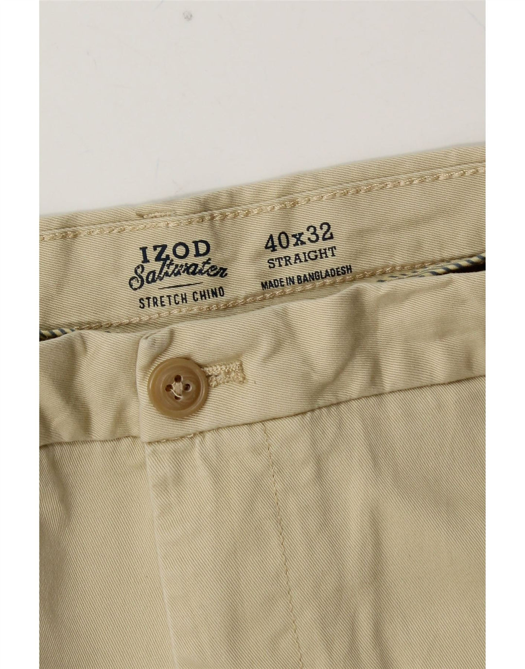 IZOD Herre Salt Water Straight Chino Bukser W40 L32 Beige Bomuld