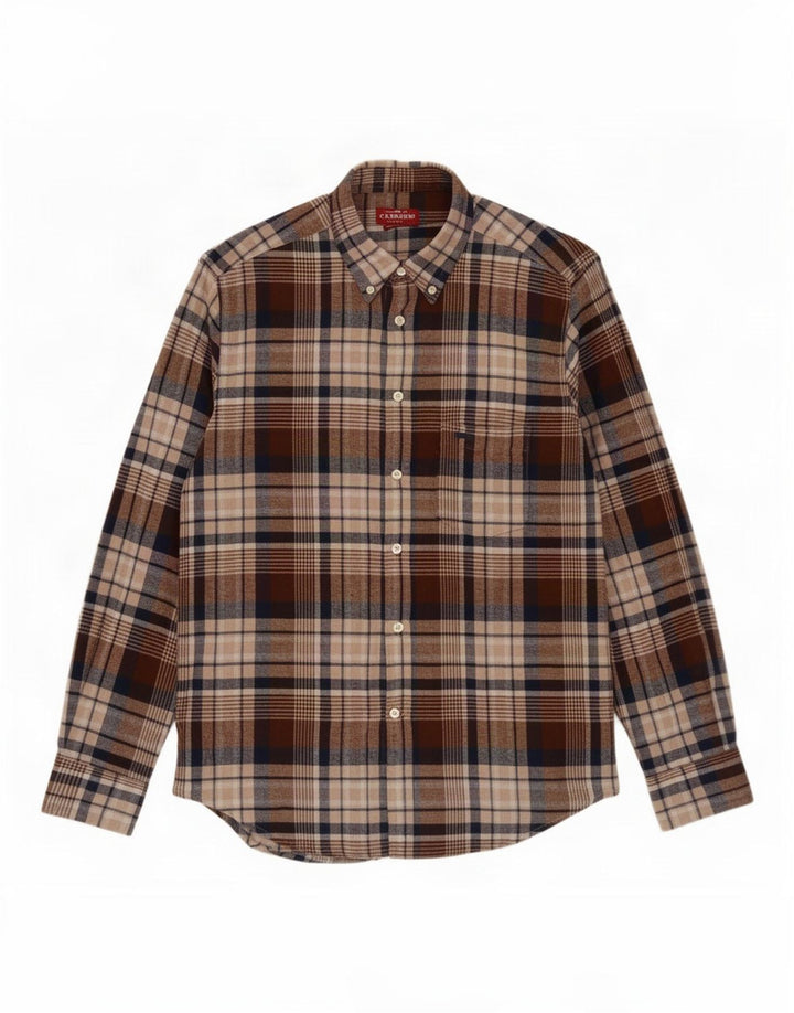 Carrera Herre Regular Fit Flanellskjorte Medium Brun Plaid Bomuld